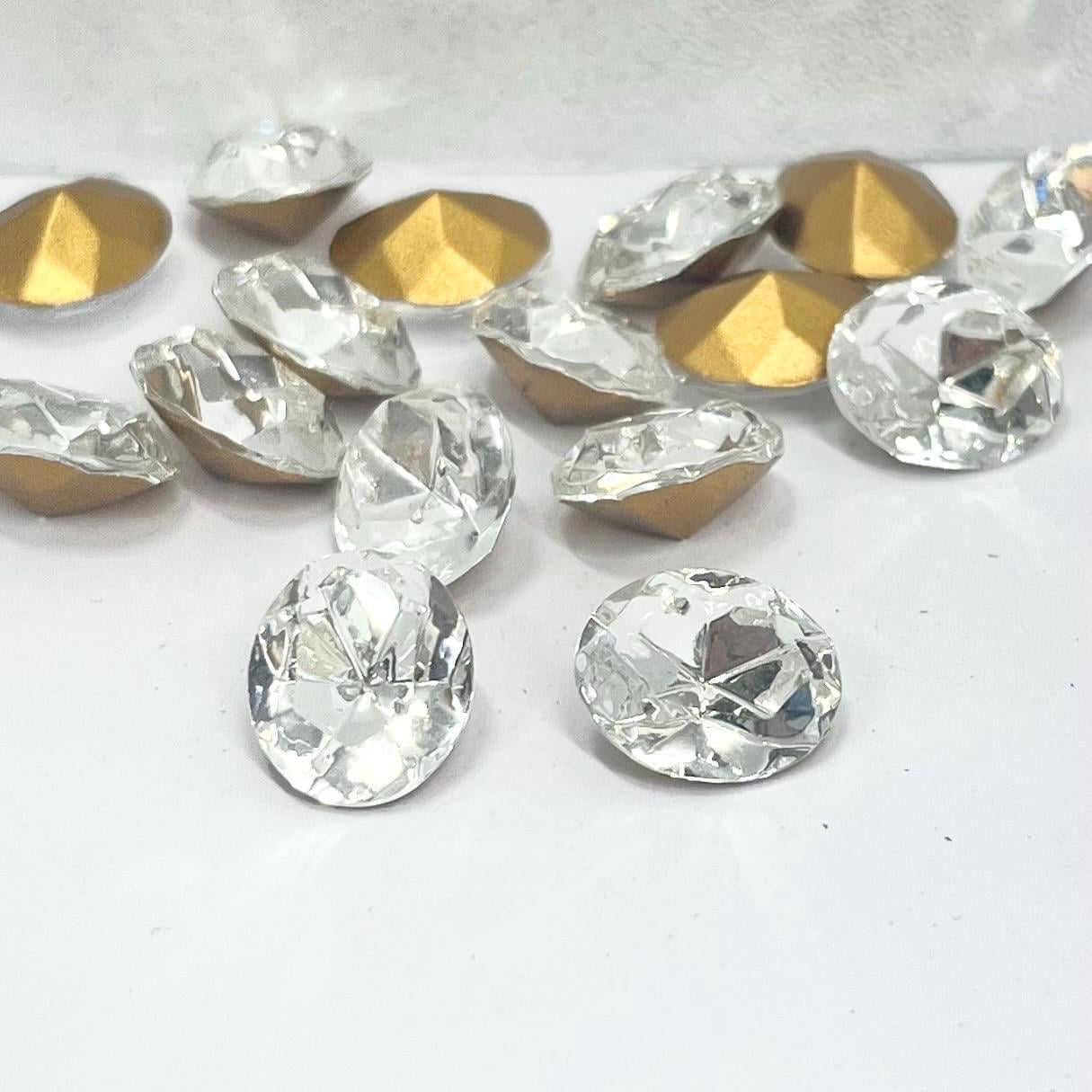 2 x Vintage 12x10mm Clear Oval Swarovski Crystal Rhinestone Point Back Stones 4130/2 - for jewellery making & crafts - SD1 TheGreenGlassGemShop