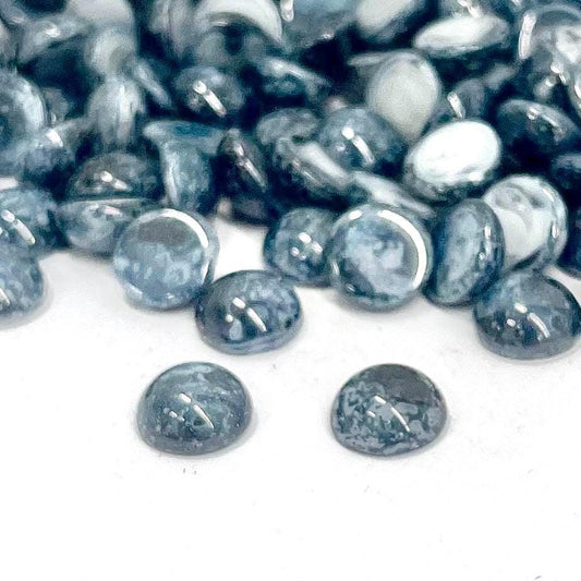 12 x Vintage Montana Blue Marbled Picasso 9mm Round Czech Glass Domed Cabochons - For Crafts or Jewellery Making - SD36C TheGreenGlassGemShop