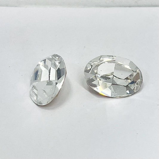 2 x Vintage 18x13mm Clear Oval Swarovski Crystal Rhinestone Point Back Stones 4100 - for jewellery making & crafts - SD1 TheGreenGlassGemShop