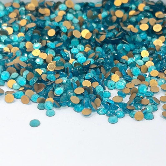 100 x Vintage SS9 Turquoise Blue Czech Crystal Flat Back Rhinestones 2.50-2.60mm - for jewellery making & crafts - TB7 TheGreenGlassGemShop