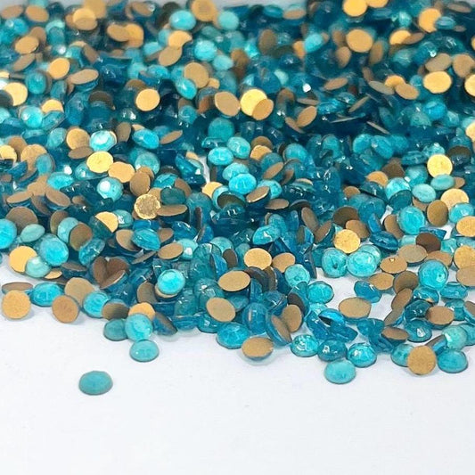 100 x Vintage SS11 Turquoise Blue Czech Crystal Flat Back Rhinestones 2.90-3.00mm - for jewellery making & crafts - TB9 TheGreenGlassGemShop