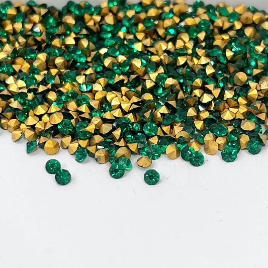 100 x Vintage SS12 Emerald Green Czech Crystal Rhinestone Point Back Chaton Stones 3.00-3.20mm - for jewellery making & crafts - TB19 TheGreenGlassGemShop