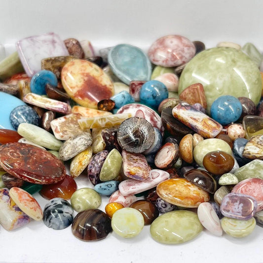 100g x MULTI COLOUR MIX Vintage Glass Cabochons and Imitation Gem Stones 0.90–30mm - for jewellery making & crafts TheGreenGlassGemShop