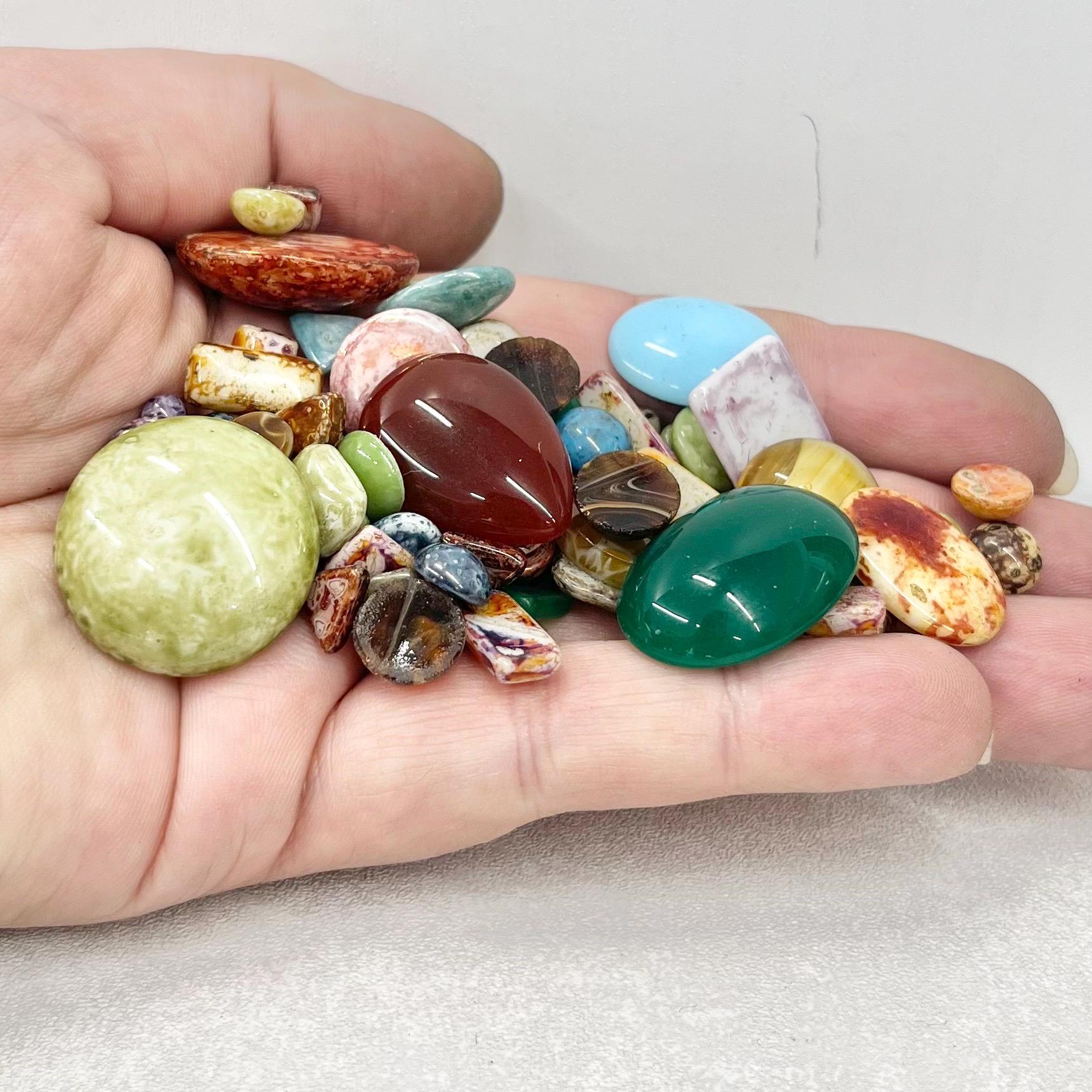 100g x MULTI COLOUR MIX Vintage Glass Cabochons and Imitation Gem Stones 0.90–30mm - for jewellery making & crafts TheGreenGlassGemShop
