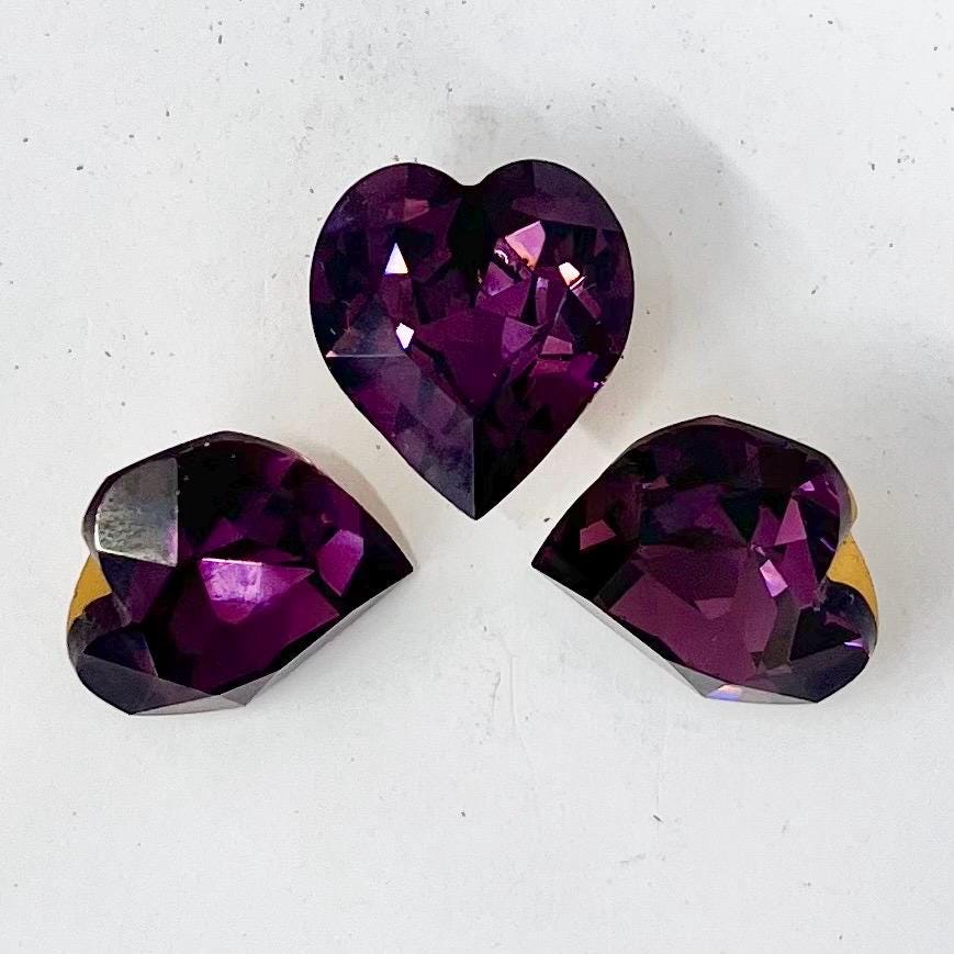 1 x Vintage 17x18.7mm Amethyst Heart Swarovski Crystal Rhinestone Point Back Stone Art 63 - for jewellery making & crafts - SD4 TheGreenGlassGemShop