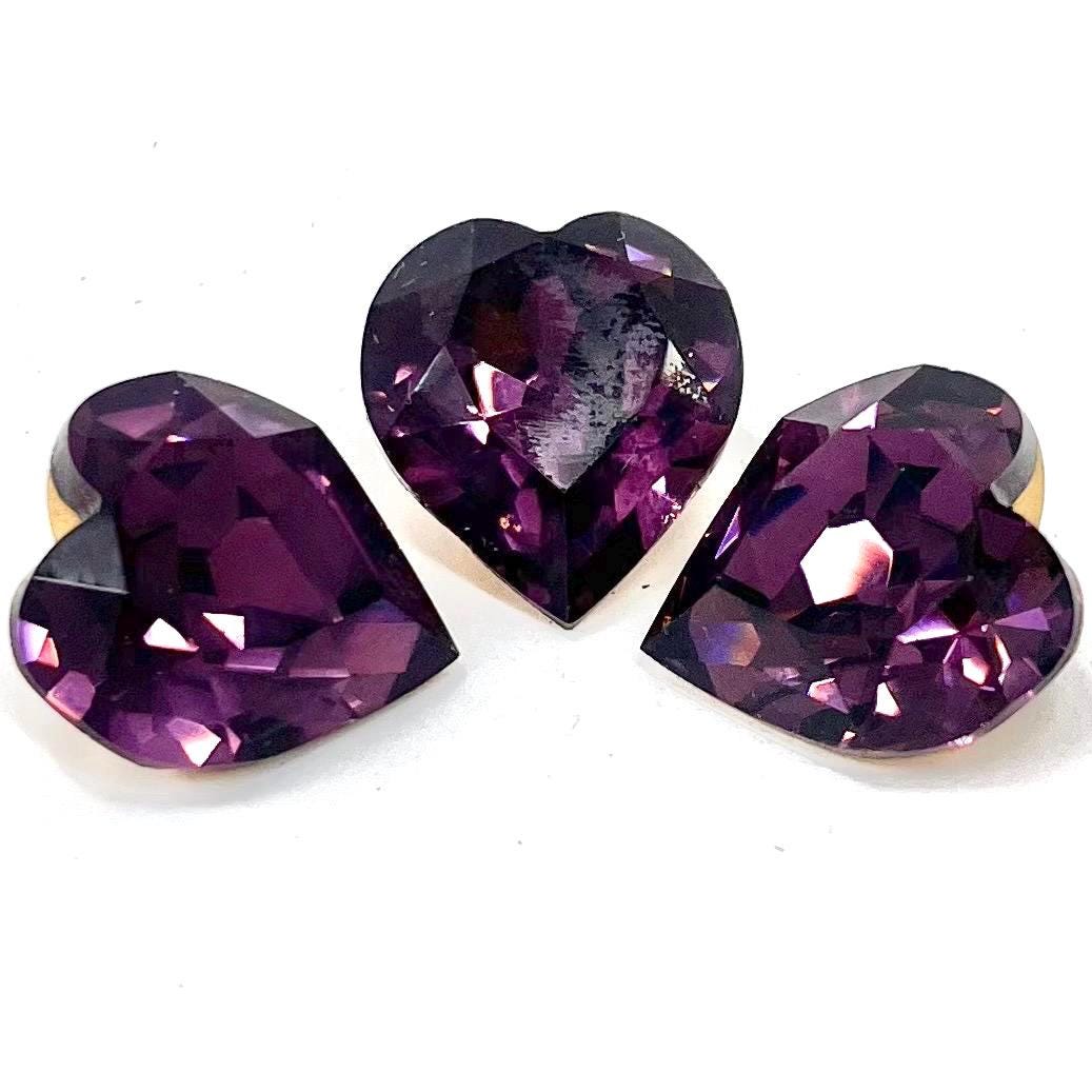 1 x Vintage 17x18.7mm Amethyst Heart Swarovski Crystal Rhinestone Point Back Stone Art 63 - for jewellery making & crafts - SD4 TheGreenGlassGemShop