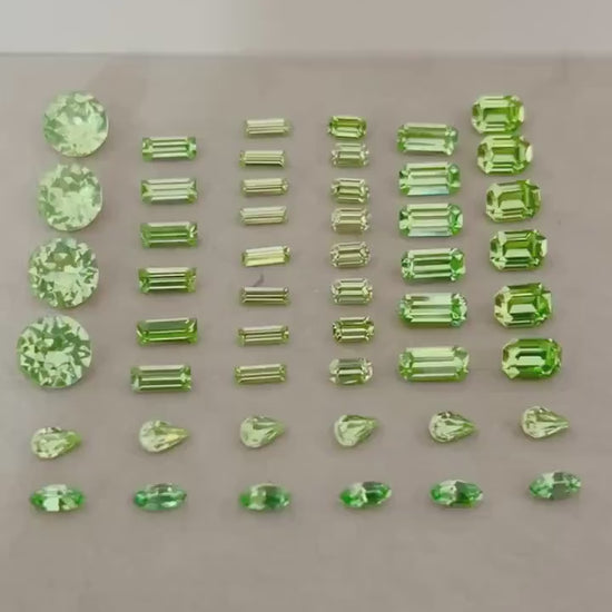 Pack of 50 Rare Uranium Vaseline Glass Swarovski Crystals 8 Different Shapes & Sizes Emerald Round Baguette Marquise Pear Cuts Rare Shapes