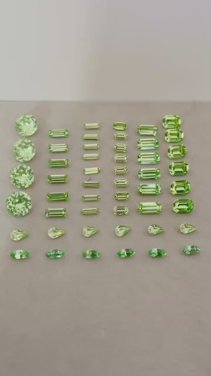 Pack of 50 Rare Uranium Vaseline Glass Swarovski Crystals 8 Different Shapes & Sizes Emerald Round Baguette Marquise Pear Cuts Rare Shapes