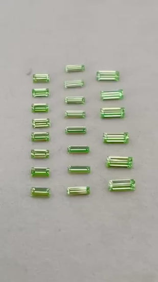 Pack of 22 Rare Uranium Vaseline Glass Swarovski Crystals Faceted Baguette Cut in 3 Sizes 2.5x5mm 3x7mm 2x6mm Rare Cuts