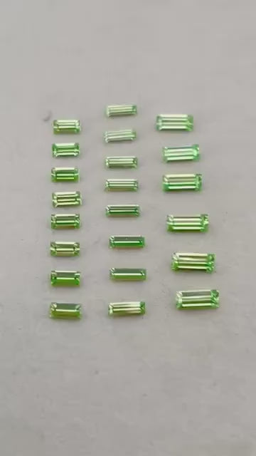 Pack of 22 Rare Uranium Vaseline Glass Swarovski Crystals Faceted Baguette Cut in 3 Sizes 2.5x5mm 3x7mm 2x6mm Rare Cuts