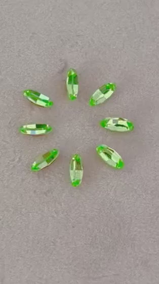 Pack of 8 Rare Uranium Vaseline Glass Swarovski Crystals Faceted Navette / Marquise Cut 3x6mm Rare Cut